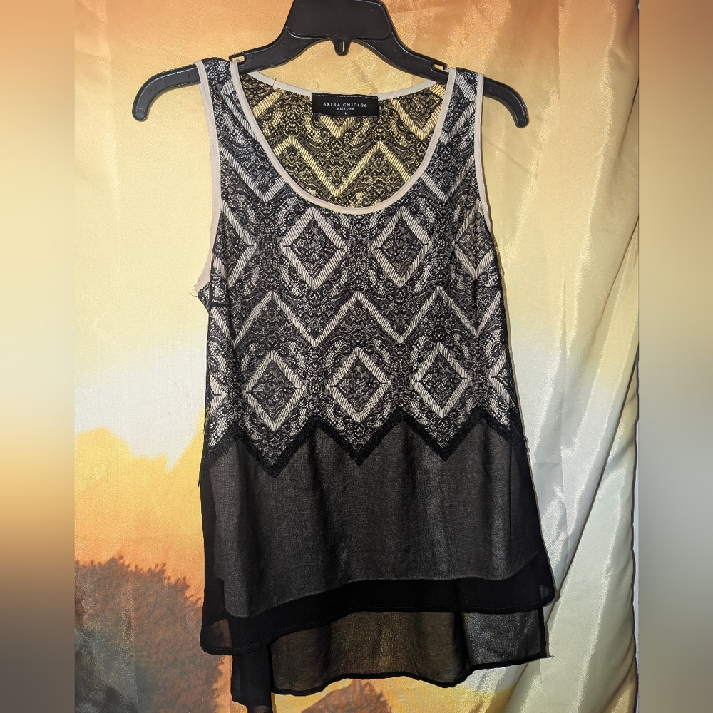 AKIRA Chicago Black Label Sheer Lightweight Tank Top L